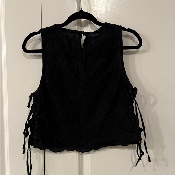Lightly worn Free People Black Lace Crop Top with tie sides size S - Picture 7 of 10